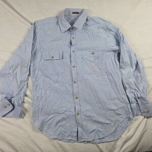 J McLaughlin Mens Large Blue Button Down Shirt Chest Pockets Long Sleeve